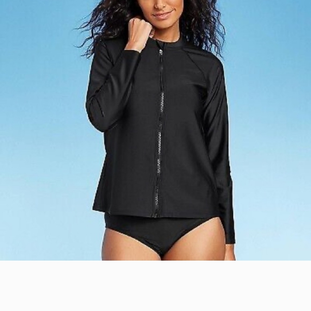 Kona Sol Black Swim Coverup with Long Sleeves Size large (12-14) - Picture 2 of 3